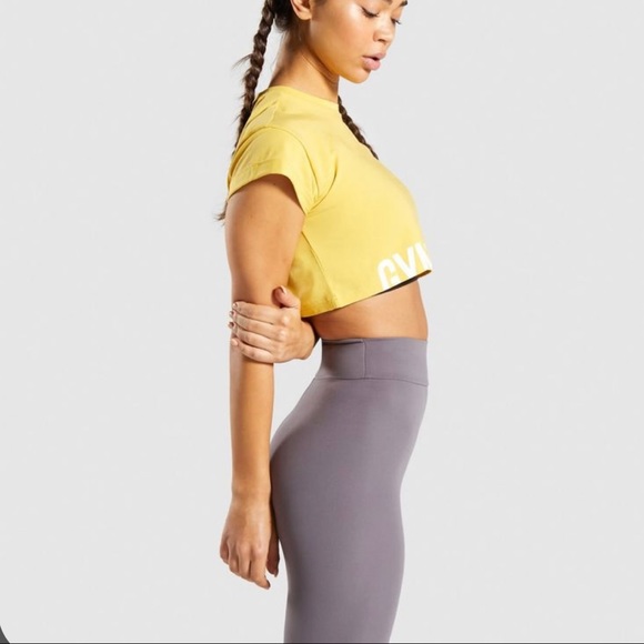 Gymshark Fraction Crop Top - Yellow - Picture 2 of 6